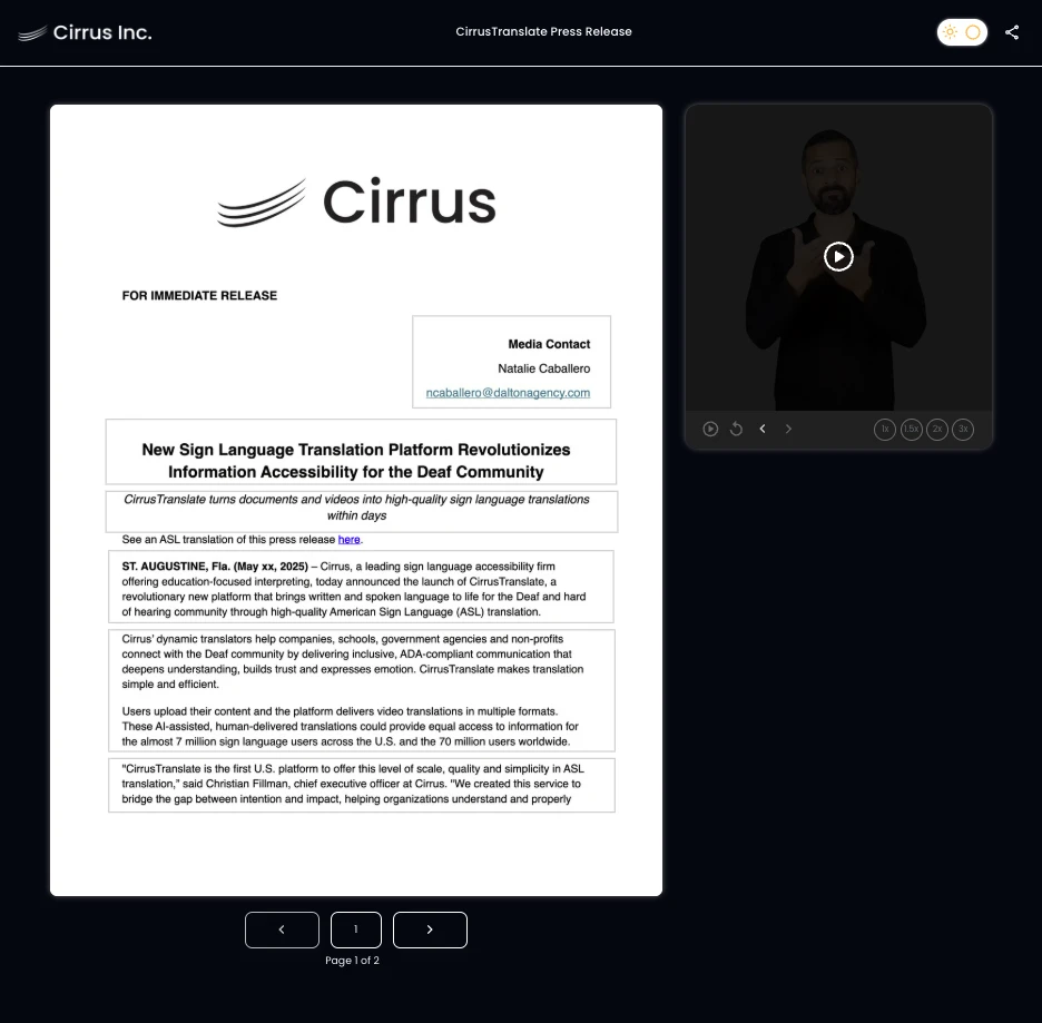 Example press release translation